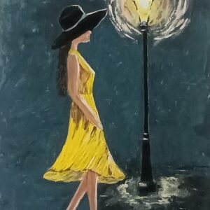 Žena pod svetlošću lampe